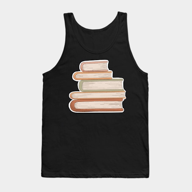 Cozy Stack of Books Illustration Tank Top by emmalouvideos